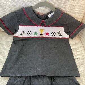 Beaux et Belles New Orleans - Two piece smocked soccer boy’s outfit - Size 4
